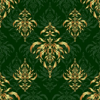 Yeşil renkli süs. Tekstil ya da kağıda yazdırmak için kusursuz desen.