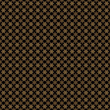 Siyah ve altın rengi bir süs. Tekstil ya da kağıda yazdırmak için kusursuz desen.