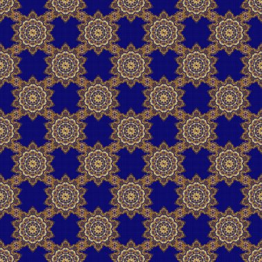 Mavi ve altın renkli geometrik vektör pürüzsüz desen, soyut arkaplan.