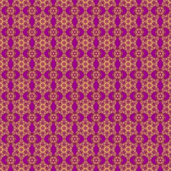 Adorno Mandala Vintage Violeta Dorado Patrón Sin Costura — Vector de stock