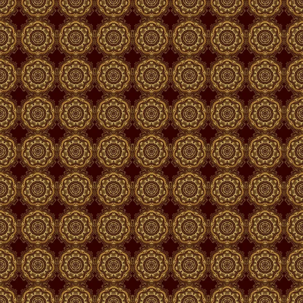 Adorno Vintage Rojo Dorado Patrón Sin Costura Para Imprimir Textil — Vector de stock