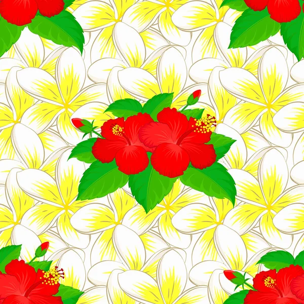 Αφηρημένη Κομψότητα Διάνυσμα Αδιάλειπτη Μοτίβο Λουλούδια Plumeria Ένα Πράσινο Φόντο — Διανυσματικό Αρχείο