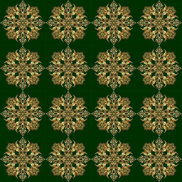 Adorno Vintage Verde Patrón Sin Costura Para Imprimir Textil Papel — Vector de stock