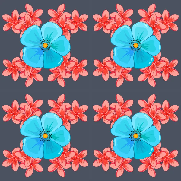 Bezešvé Vzor Kyticí Květin Listí Šedém Pozadí Květinové Pozadí Efektem — Stockový vektor
