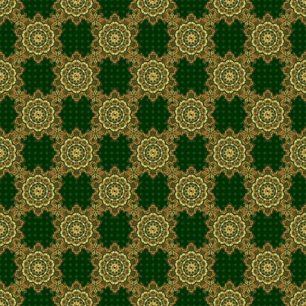 Зелений Вінтажний Орнамент Безшовний Візерунок Друку Текстилі Або Папері — стоковий вектор