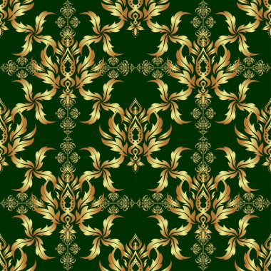 Geometrik tekrarlayan, arka planda altın gradyanı olan altıgen şekilli kusursuz desen. Vektör illüstrasyonu.