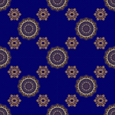 Mavi ve altın renkli geometrik vektör pürüzsüz desen, soyut arkaplan.