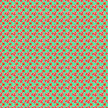 Raster illüstrasyonu. Geleneksel Hint çiçeksiz desenli, yeşil arka planda karışık tesisat çiçekleri..