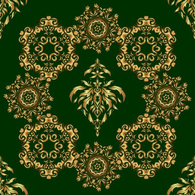 Yeşil ve altın geometrik vektör pürüzsüz desen, soyut arkaplan.