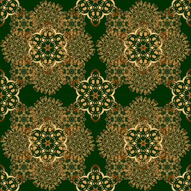 Yeşil ve altın geometrik vektör pürüzsüz desen, soyut arkaplan.