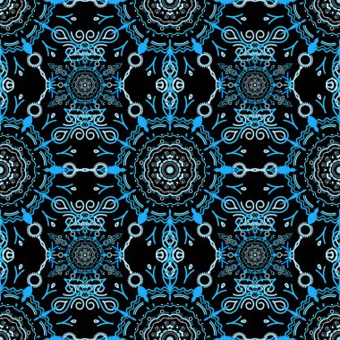 Mavi ve altın renkli geometrik vektör pürüzsüz desen, soyut arkaplan.