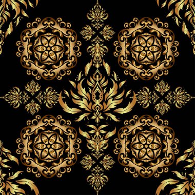 Siyah ve altın geometrik vektör pürüzsüz desen, soyut arkaplan.