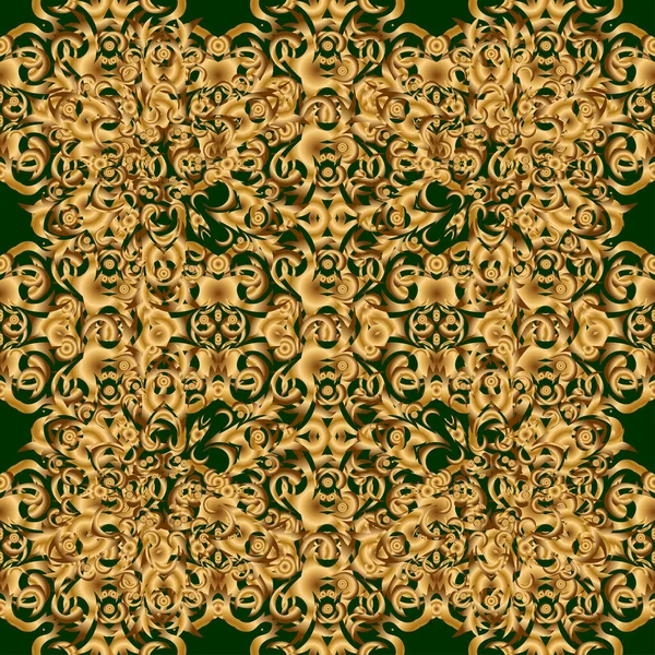 Zelená Zlatá Geometrický Vektor Bezešvé Vzor Abstraktní Pozadí — Stockový vektor