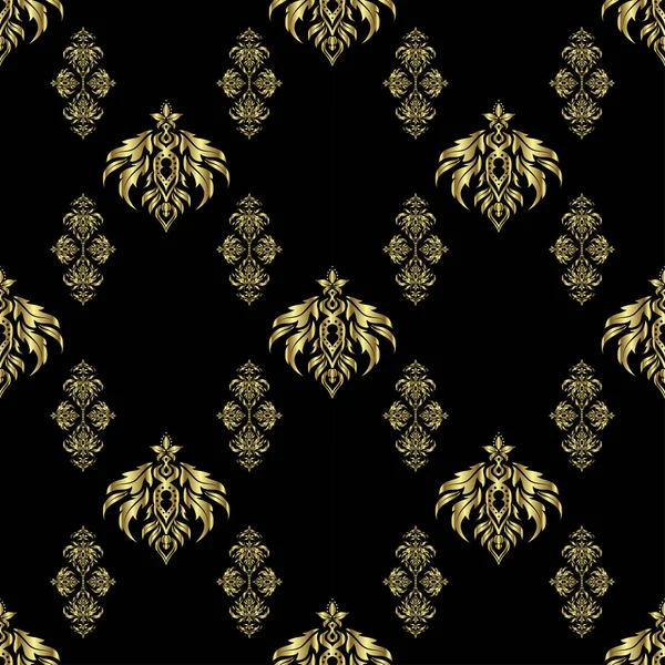 黒と金の幾何学的ベクトルシームレスパターン 抽象的な背景 — ストックベクタ