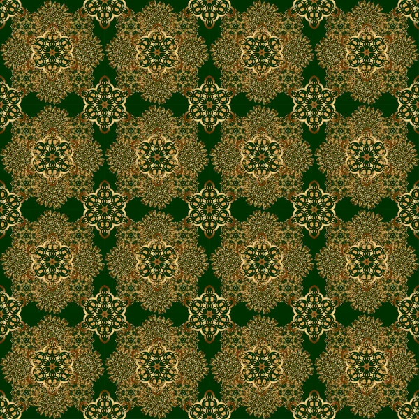 Patrón Sin Costura Vector Geométrico Verde Oro Fondo Abstracto — Archivo Imágenes Vectoriales