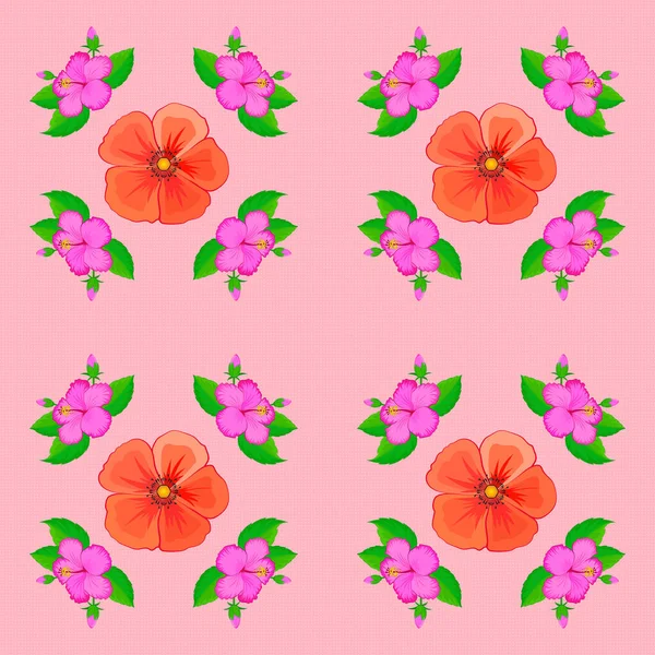 Aquarell Nahtloses Muster Auf Gestreiftem Hintergrund Vektorfloraler Print Auf Rosa — Stockvektor