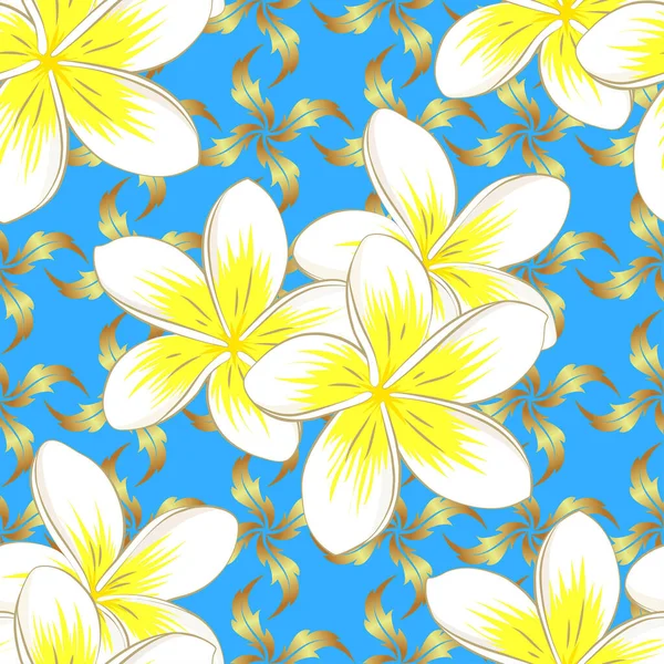 Векторні Ілюстрації Який Квітковий Принт Акварелі Безшовний Візерунок Білому Жовтому — стоковий вектор