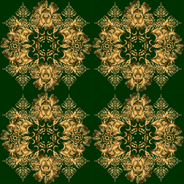 緑と金の幾何学的ベクトルシームレスなパターン 抽象的な背景 — ストックベクタ