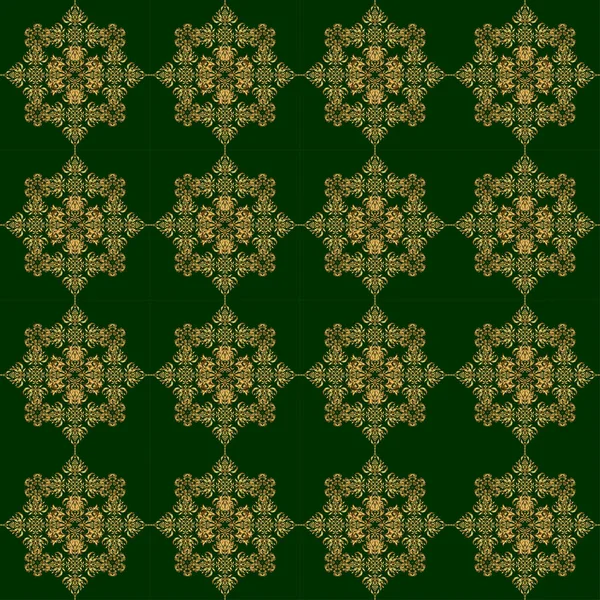 Зеленый Золотой Геометрический Вектор Бесшовный Узор Абстрактный Фон — стоковый вектор