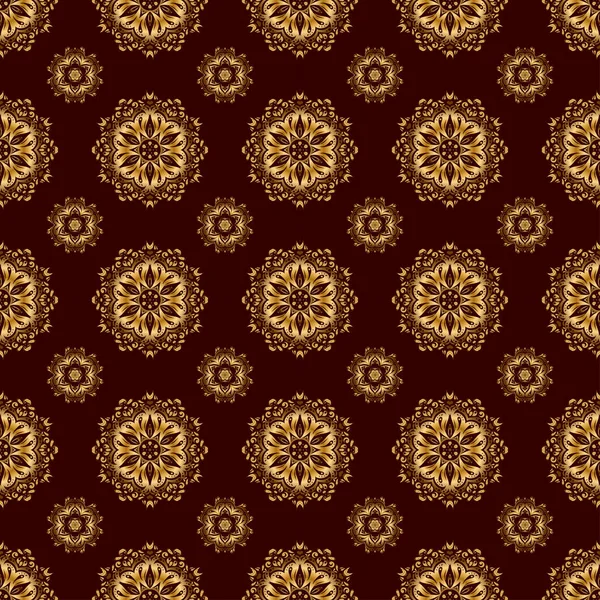 Tono Sin Costura Con Ornamento Dorado Textura Dorada Fondo Marrón — Vector de stock