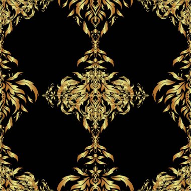 Altın ve siyah soyut süsleme deseni
