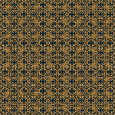 Yeşil ve altın renkli süsler. Tekstil ya da kağıda yazdırmak için kusursuz desen.