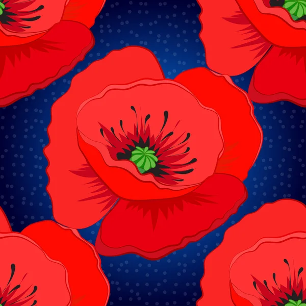 Ilustración Vectores Modelo Floral Sin Costuras Colores Negros Rojos Azules — Vector de stock