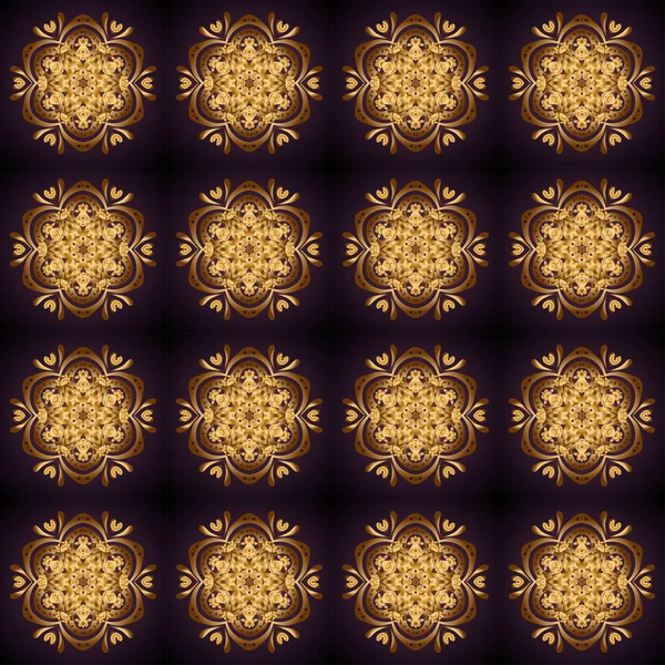 Золотий Чорний Абстрактний Орнаментальний Візерунок — стоковий вектор