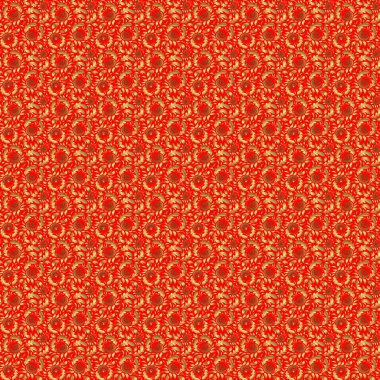 Soyut vektör dinamiği dalgalanan yüzey, hareket yanılsaması, kırmızı zemin üzerindeki eğrilik. Parmak izi veya dijital için altın pürüzsüz desen.