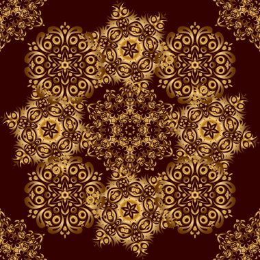 Soyut vektör altın dokusu. Düşük polimerli altın desenli çizim. Kahverengi bir arka planda, altın rengi, dikişsiz desen.