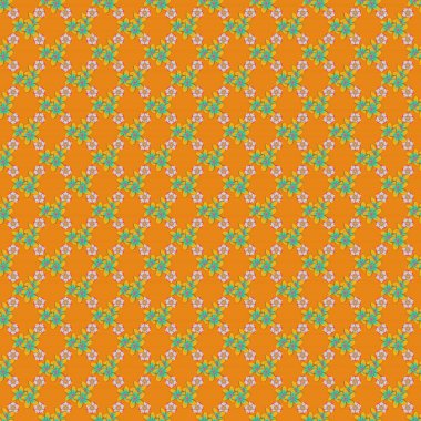 Vektör çizimi. Küçük stilize çiçekler. Bej, yeşil ve sarı renklerde, Ditsy sevimli çiçek desenli..