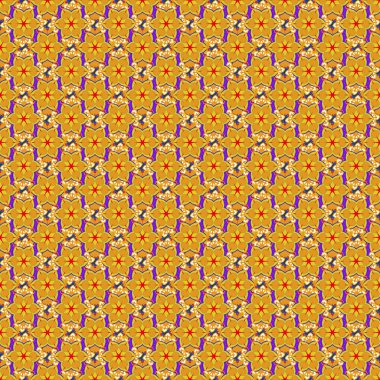 Soyut geometrik çizim. Karmaşık gradyanlı vektörsüz desen. Kusursuz geometrik desen. Turuncu, mor ve sarı elementlerle Geometrik süsleme.