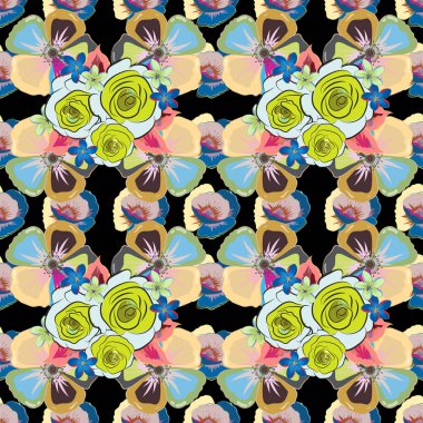 Kusursuz desenli çiçek vektör çizimi