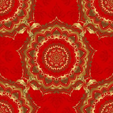 Basit bir tasarım ile duyuru kartı. Klasik dantel damaske desenli kusursuz örnek davet. Laconic düğün kartı kırmızı arka planda vektör altından süsleme ile süslenmiş..