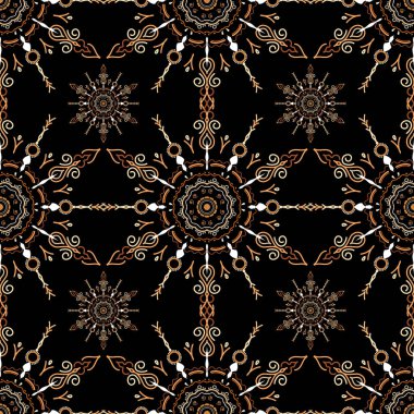 Bej rengi klasik barok süsü. Retro dikişsiz antika şekilli akanthus. Dekoratif tasarım unsuru filigran hat sanatı. Vektör illüstrasyonu.