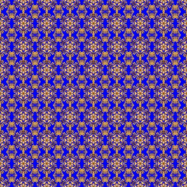 Tasarımlarınız ve geçmişleriniz için mavi ve altın desenli. Ambalaj kağıdı, kumaş ya da tekstil için modern geometrik kusursuz desen. Klasik süs.