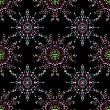 Damask, mor renklerde çiçeksiz arkaplan deseni. Vektör illüstrasyonu.