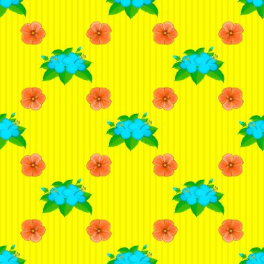 Sarı arka planda suluboya çiçekleri kusursuz desen. Raster romantik arka plan web sayfaları, düğün davetiyeleri, tekstil, duvar kağıdı.