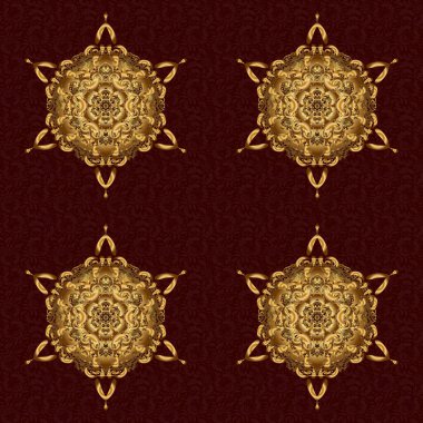 Kahverengi arka planda kına dövmesi. Tekstil, tebrik kartı, boyama kitabı, telefon kılıfı baskısı için kullanılabilir. Hint şal desenli madalyon pankartları. Raster etnik Mandala süsü.