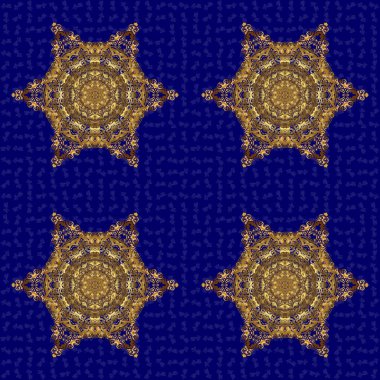 Logo, simge, sembol, amblem, monogram çerçeve oluşturma şablonu. Olağandışı soyut lüks dekor kavramı. Doğrusal trend tarzı. Mavi arka planda altın desenli bir resim. Vektör tasarım ögesi.