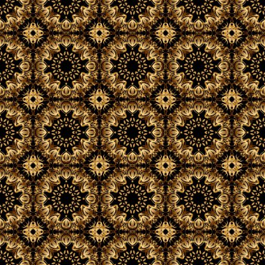 Altın gradyanı olan klasik, dikişsiz bir model. Zarif altın davetiye kartı, altın desenli ve siyah arka planlı..