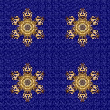 Soyut kabile, kusursuz etnik model. Arap Vintage dekoratif süsü. Doğu, İslam, Tayland, Hint, Osmanlı motifi. Mavi arka planda Vektör Mandala altını. Doğu, simetri danteli, meditasyon sembolü