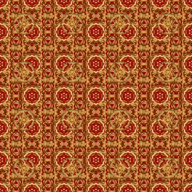 Parmak izi ya da dijital için kusursuz altın desen. Soyut raster dinamiği dalgalanan yüzey, hareket yanılsaması, kırmızı arkaplanda eğrilik.