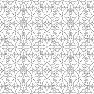 Siyah ve beyaz geometrik hatları kusursuz desen. Lüks, soyut vektör siluet elementleriyle biçimlendirilmiş desen.