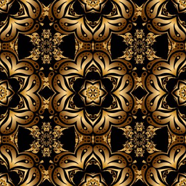 Süs tasarım şablonu. Düğün davetiyeleri, kartvizit, sertifika, logo şablonu için süs çiçekleri. Vektör çemberi altın ızgara ve siyah arkaplan üzerindeki elementler.