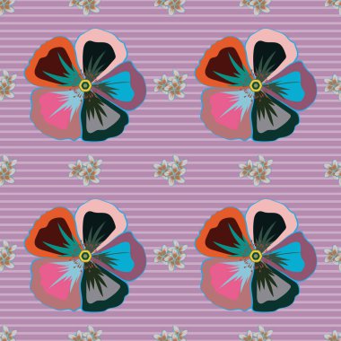 Kusursuz desenli çiçek vektör çizimi