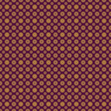 Raster sim desenli, altın elementler ve süslemelerle kusursuz desenli. Tatil için mükemmel. Mor arkaplandaki altın çiçek motifi.