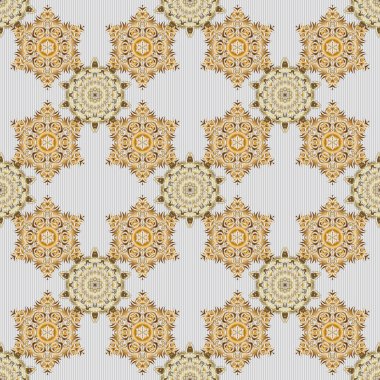 Vektör çizimi. Zarif Mutlu Noeller ya da mutlu yıllar 2018 Gri arka planda altın süslemeli kusursuz desen.