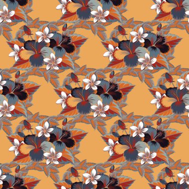 Renksiz çiçek vektör deseni çizimi