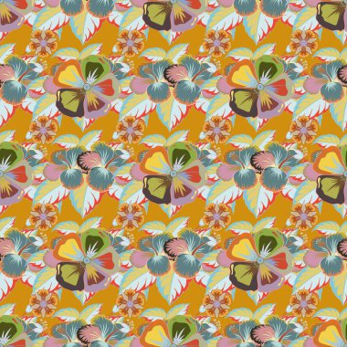 Web sayfaları, düğün davetiyeleri, tekstil, duvar kağıtları için vektör romantik arka plan. Suluboya kozmos çiçekleri turuncu, sarı ve gri renklerle kusursuz desenlidir..